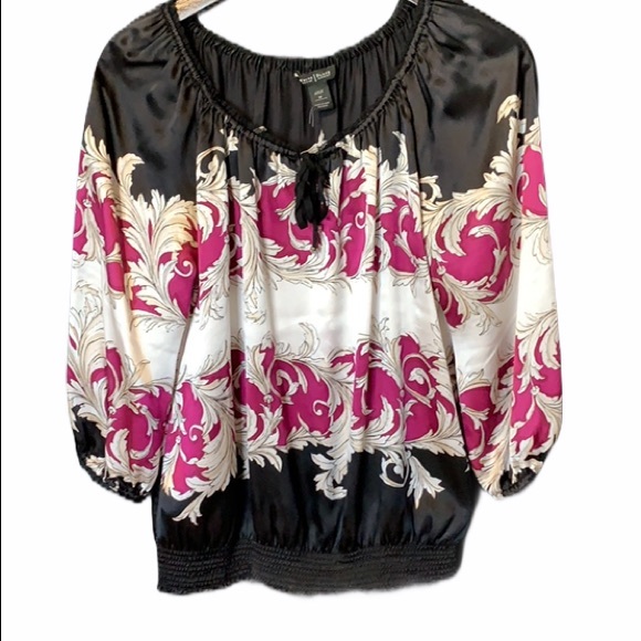 White House Black Market Tops - WHBM Silk Blouse in Black and Purple